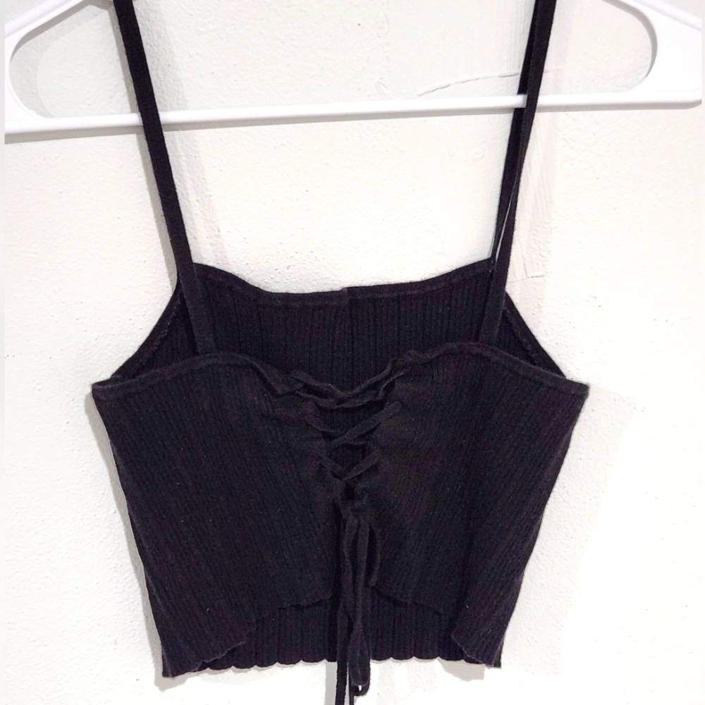 A Hearts | Lace-Up Back Crop Top | Size Small